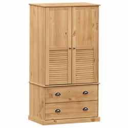 vidaXL Wardrobe Closet Clothes Wooden Storage Organiser VIGO Solid Wood Pine - brown
