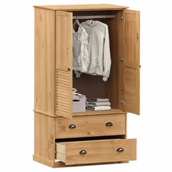 vidaXL Wardrobe Closet Clothes Wooden Storage Organiser VIGO Solid Wood Pine - brown - Additional view 4