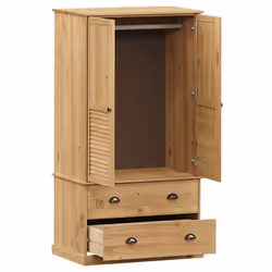 vidaXL Wardrobe Closet Clothes Wooden Storage Organiser VIGO Solid Wood Pine - brown - Additional view 6