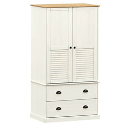 vidaXL Wardrobe Closet Clothes Wooden Storage Organiser VIGO Solid Wood Pine - white