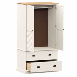 vidaXL Wardrobe Closet Clothes Wooden Storage Organiser VIGO Solid Wood Pine - white - Additional view 4