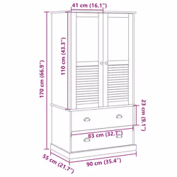 vidaXL Wardrobe Closet Clothes Wooden Storage Organiser VIGO Solid Wood Pine - grey - Additional view 7