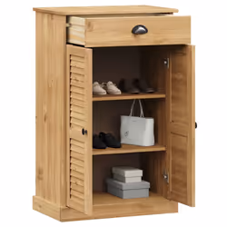 vidaXL Shoe Cabinet Shoe Storage Shoe Rack Shoe Cupboard VIGO Solid Wood Pine - brown - Additional view 5