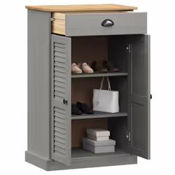 vidaXL Shoe Cabinet Shoe Storage Shoe Rack Shoe Cupboard VIGO Solid Wood Pine - grey - Additional view 4