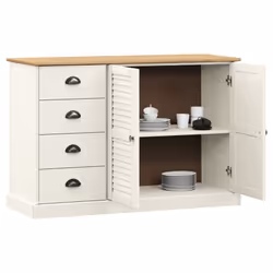 vidaXL Sideboard Storage Cabinet Cupboard with Drawers VIGO Solid Wood Pine - white - Additional view 3