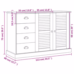 vidaXL Sideboard Storage Cabinet Cupboard with Drawers VIGO Solid Wood Pine - white - Additional view 4