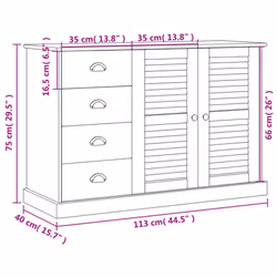 vidaXL Sideboard Storage Cabinet Cupboard with Drawers VIGO Solid Wood Pine - brown - Additional view 2