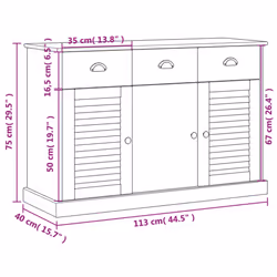 vidaXL Sideboard Storage Cabinet Cupboard with Drawers VIGO Solid Wood Pine - brown - Additional view 6
