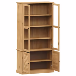 vidaXL Glass Display Cabinet Wooden Kitchen Cupboard VIGO Solid Wood Pine - brown - Additional view 6