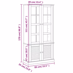 vidaXL Glass Display Cabinet Wooden Kitchen Cupboard VIGO Solid Wood Pine - brown - Additional view 9