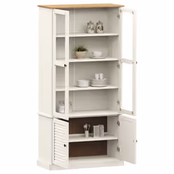 vidaXL Glass Display Cabinet Wooden Kitchen Cupboard VIGO Solid Wood Pine - white - Additional view 3
