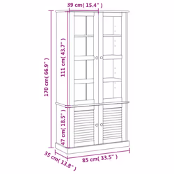 vidaXL Glass Display Cabinet Wooden Kitchen Cupboard VIGO Solid Wood Pine - white - Additional view 4