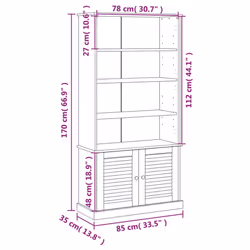 vidaXL Bookcase Book Shelf Display Cabinet Highboard VIGO Solid Wood Pine - brown - Additional view 9