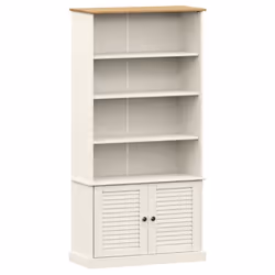 vidaXL Bookcase Book Shelf Display Cabinet Highboard VIGO Solid Wood Pine - white