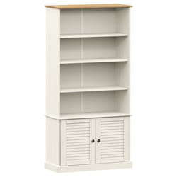 vidaXL Bookcase Book Shelf Display Cabinet Highboard VIGO Solid Wood Pine - white