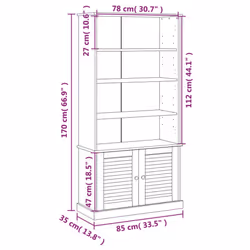 vidaXL Bookcase Book Shelf Display Cabinet Highboard VIGO Solid Wood Pine - white