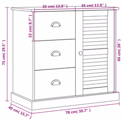 vidaXL Sideboard Storage Cabinet Cupboard with Drawers VIGO Solid Wood Pine - brown - Additional view 2