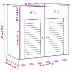 vidaXL Sideboard Storage Cabinet Cupboard with Drawers VIGO Solid Wood Pine - brown - Additional view 5