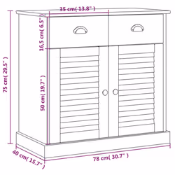 vidaXL Sideboard Storage Cabinet Cupboard with Drawers VIGO Solid Wood Pine - white - Additional view 3