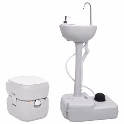 vidaXL Portable Camping Toilet and Handwash Stand Set Mobile Toilet Water Tank - 50.5 x 33 x 103 cm