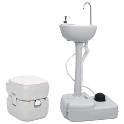 vidaXL Portable Camping Toilet and Handwash Stand Set Mobile Toilet Water Tank - 50.5 x 33 x 103 cm
