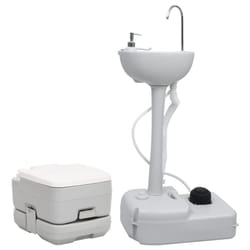 vidaXL Portable Camping Toilet and Handwash Stand Set Mobile Toilet Water Tank - 41.5 x 36.5 x 30 cm