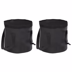 vidaXL Folding Buckets Water Container Collapsible Bucket Wash Basin 2 pcs PVC - black, 20 L