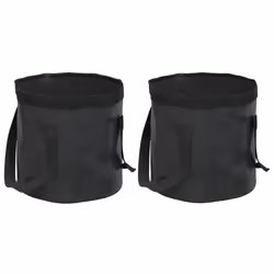 vidaXL Folding Buckets Water Container Collapsible Bucket Wash Basin 2 pcs PVC - black, 30 L