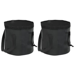 vidaXL Folding Buckets Water Container Collapsible Bucket Wash Basin 2 pcs PVC - black, 30 L