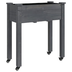 vidaXL Planter Plant Pot with Liner Raised Bed Flower Pot Grey Solid Wood Fir - grey, 71 x 37 x 80 cm