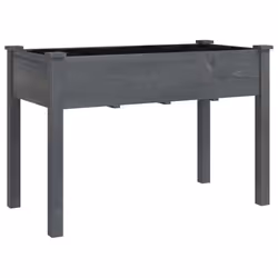 vidaXL Planter Plant Pot with Liner Raised Bed Flower Pot Grey Solid Wood Fir - grey, 118 x 59 x 80 cm