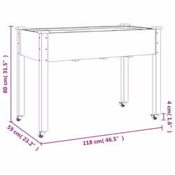 vidaXL Planter Plant Pot with Liner Raised Bed Flower Pot Grey Solid Wood Fir - grey, 118 x 59 x 80 cm - Additional view 6