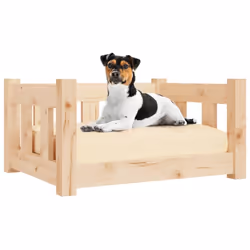 vidaXL Dog Bed Pet Sofa Cat Bed Dog Kennel with Sidewalls Solid Wood Pine - brown, 55.5 x 45.5 x 28 cm - Additional view 4