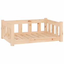 vidaXL Dog Bed Pet Sofa Cat Bed Dog Kennel with Sidewalls Solid Wood Pine - brown, 75.5 x 55.5 x 28 cm