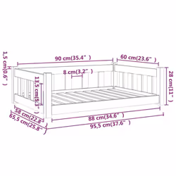 vidaXL Dog Bed Pet Bed Dog Sofa Wooden Frame Kennel White Solid Wood Pine