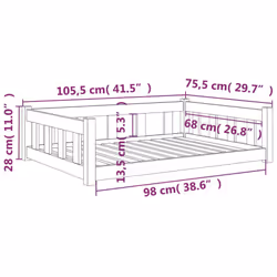 vidaXL Dog Bed Pet Sofa Cat Bed Dog Kennel with Sidewalls Solid Wood Pine - brown, 105.5 x 75.5 x 28 cm - Additional view 3
