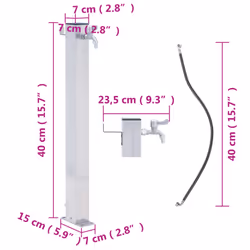 vidaXL Garden Water Column Patio Free Standing Water Fountain Stainless Steel - square, 40 cm - Additional view 10
