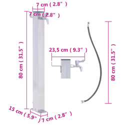 vidaXL Garden Water Column Patio Free Standing Water Fountain Stainless Steel - square, 80 cm