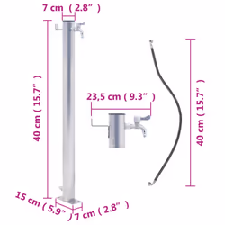 vidaXL Garden Water Column Patio Free Standing Water Fountain Stainless Steel - round, 40 cm - Additional view 7