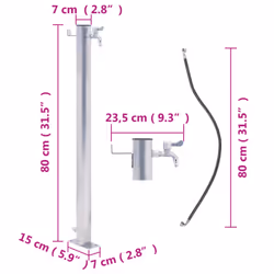 vidaXL Garden Water Column Patio Free Standing Water Fountain Stainless Steel - round, 80 cm - Additional view 4