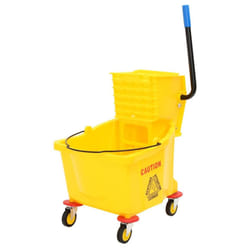 vidaXL Mop Bucket Mop Cart with Wringer and Wheels 36 L Yellow Polypropylene - 60 x 40 x 94 cm
