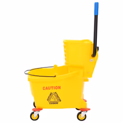 vidaXL Mop Bucket Mop Cart with Wringer and Wheels 36 L Yellow Polypropylene - 60 x 40 x 94 cm