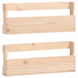 vidaXL Wall-mounted Shoe Racks Shoe Storage Shoe Shelf 2 pcs Solid Wood Pine - brown, 59 x 9 x 23 cm