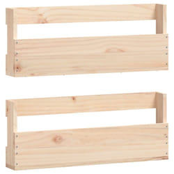 vidaXL Wall-mounted Shoe Racks Shoe Storage Shoe Shelf 2 pcs Solid Wood Pine - brown, 59 x 9 x 23 cm
