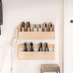 vidaXL Wall-mounted Shoe Racks Shoe Storage Shoe Shelf 2 pcs Solid Wood Pine - brown, 59 x 9 x 23 cm