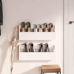 vidaXL Wall-mounted Shoe Racks Shoe Storage Shoe Shelf 2 pcs Solid Wood Pine - white, 59 x 9 x 23 cm