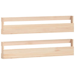 vidaXL Wall-mounted Shoe Racks Shoe Storage Shoe Shelf 2 pcs Solid Wood Pine - brown, 110 x 9 x 23 cm