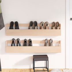 vidaXL Wall-mounted Shoe Racks Shoe Storage Shoe Shelf 2 pcs Solid Wood Pine - brown, 110 x 9 x 23 cm