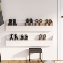 vidaXL Wall-mounted Shoe Racks Shoe Storage Shoe Shelf 2 pcs Solid Wood Pine - white, 110 x 9 x 23 cm