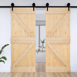 vidaXL Solid Pine Wood Door Porch Wooden Sliding Entrance Door Home Front Door - triangle, 85 x 210 cm